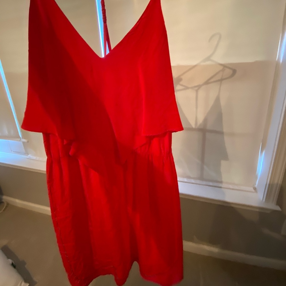 Silky red summer dress